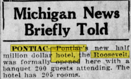 Hotel Roosevelt - Nov 25 1926 Article (newer photo)